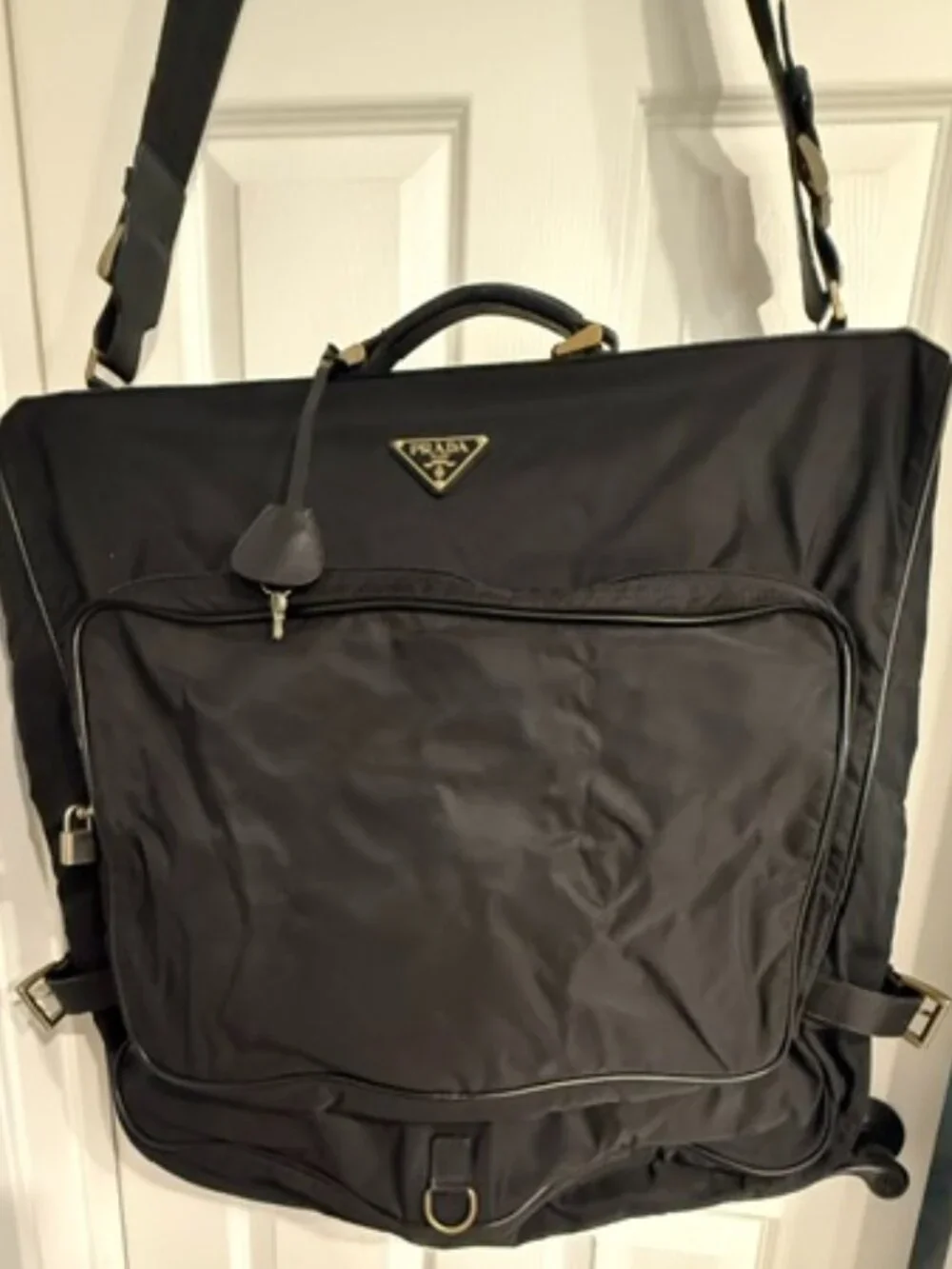 Authentic Prada Viaggio Garment Bag - Black Tessuto & Saffiano Leather - Unisex